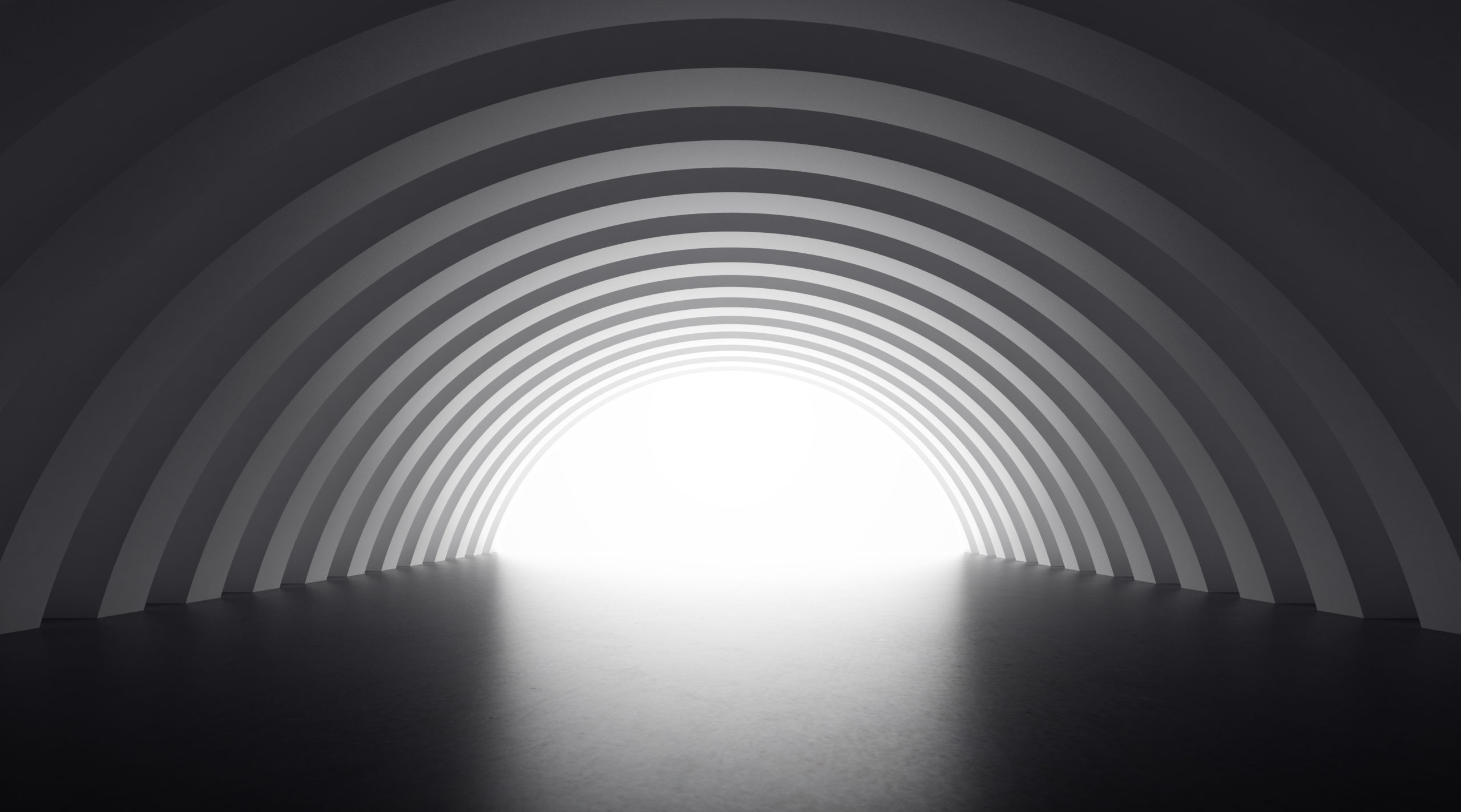 3D rendering of abstract arch shape, Futuristic architectural sp 3D rendering of abstract arch shape, Futuristic architectural space, Geometric pattern.